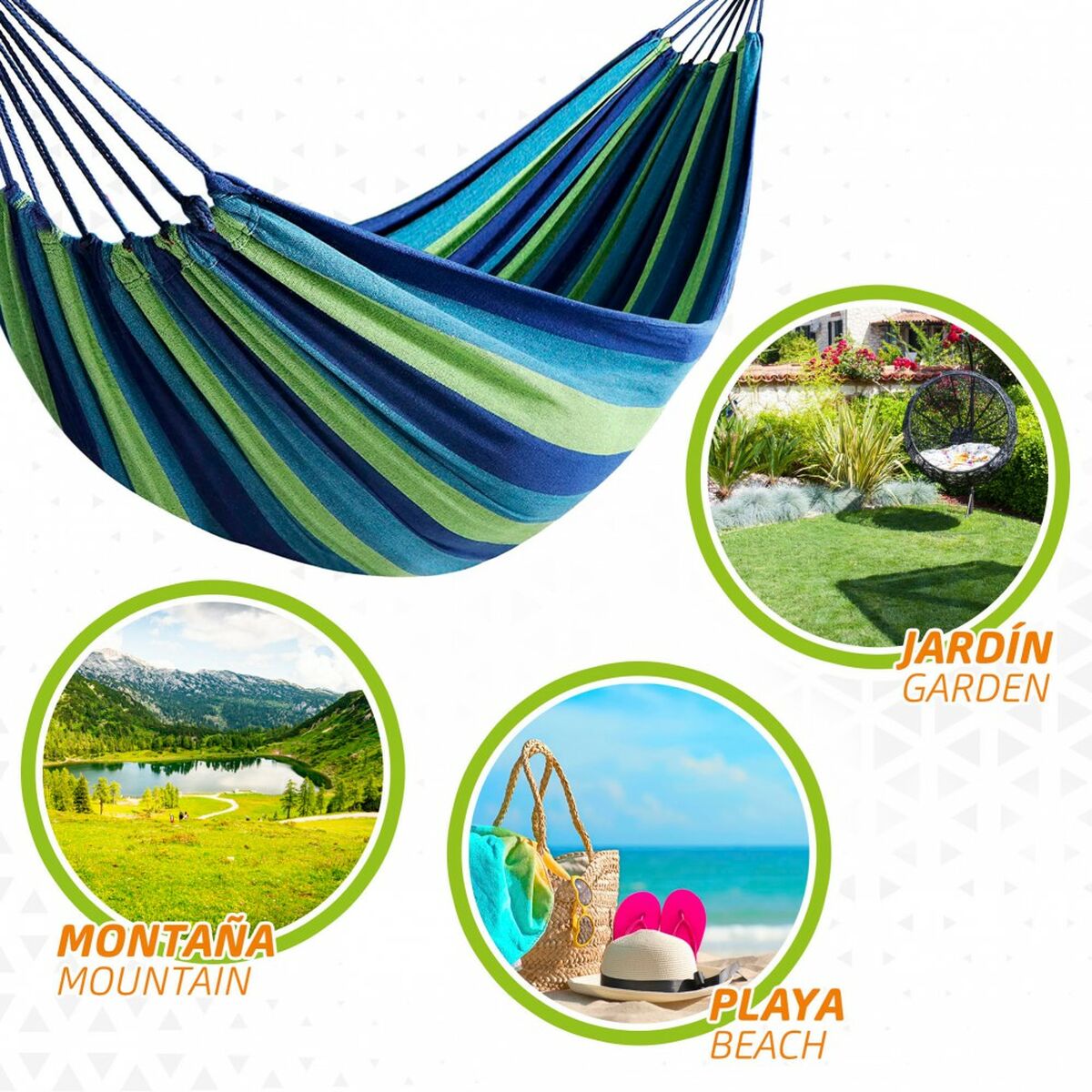 Hamac Aktive Albastru 200 x 0,4 x 100 cm (6 Unități) - Curte, Mobilier de grădină și accesorii