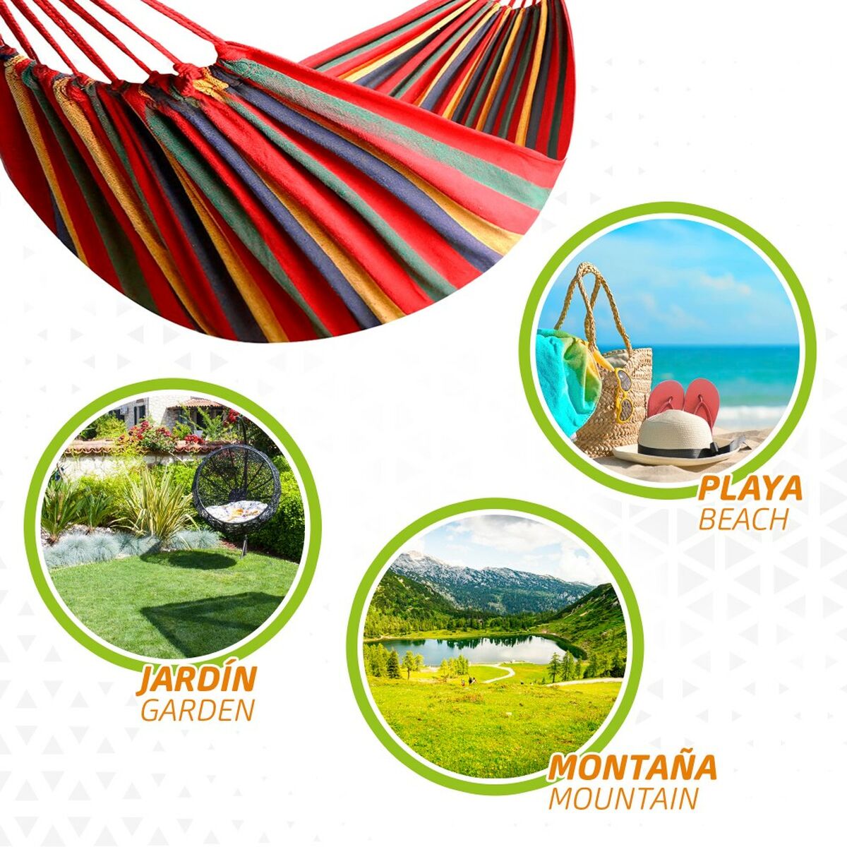 Hamac Aktive Portocaliu 200 x 0,4 x 100 cm (6 Unități) - Curte, Mobilier de grădină și accesorii