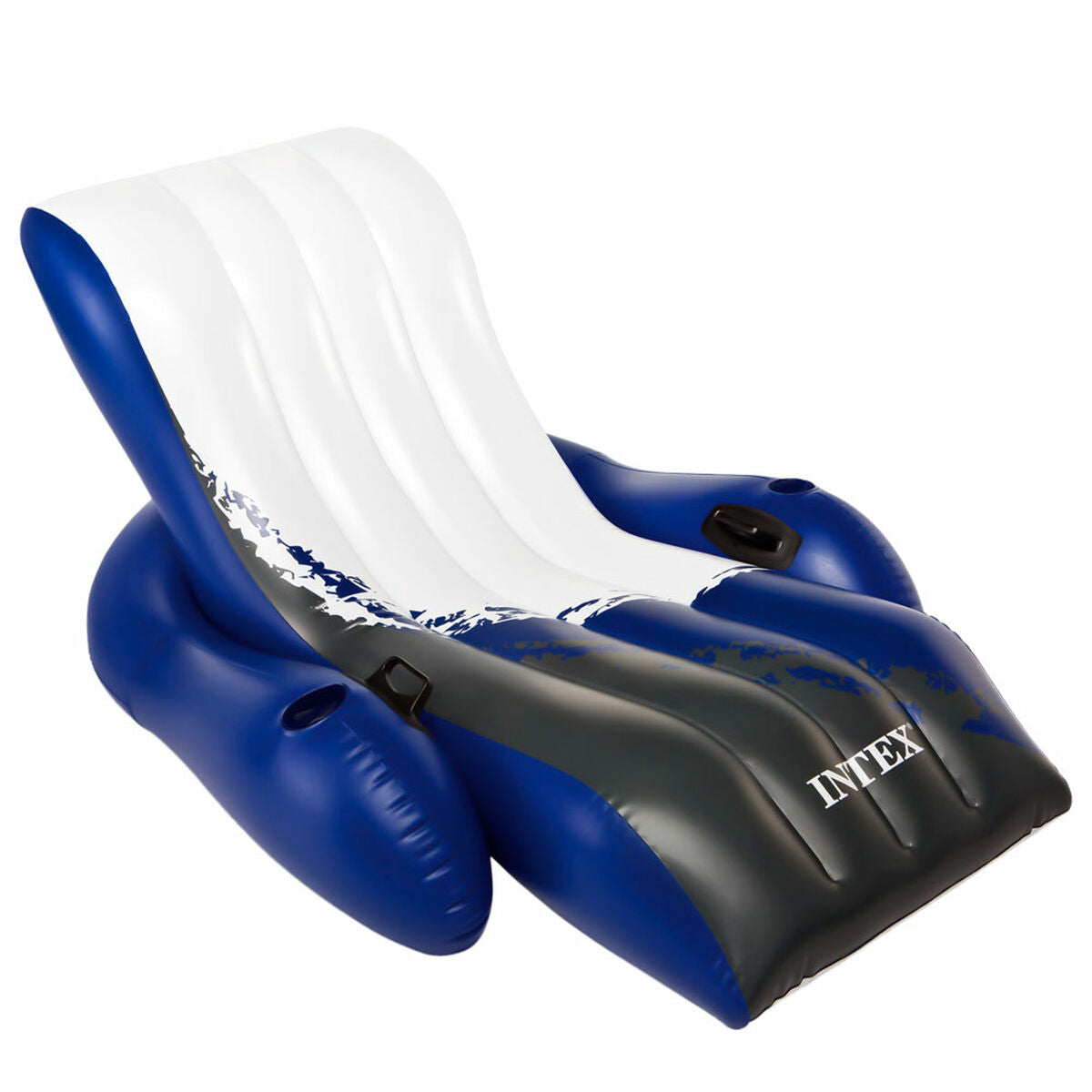 Scaun gonflabil pentru piscină Intex Floating Recliner Albastru Alb 180,3 x 66 x 134,6 cm (3 Unități) - Jucarii si jocuri, În aer liber și sport
