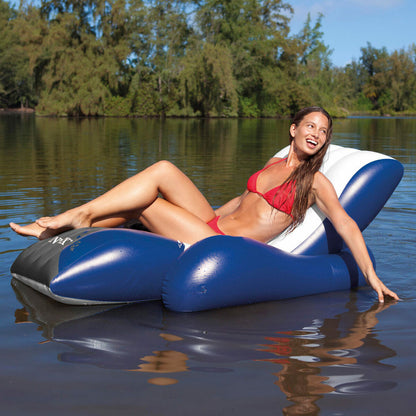 Scaun gonflabil pentru piscină Intex Floating Recliner Albastru Alb 180,3 x 66 x 134,6 cm (3 Unități) - Jucarii si jocuri, În aer liber și sport