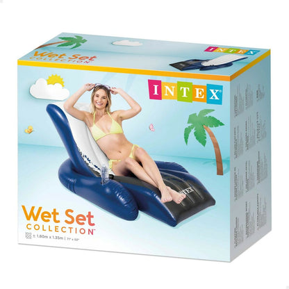 Scaun gonflabil pentru piscină Intex Floating Recliner Albastru Alb 180,3 x 66 x 134,6 cm (3 Unități) - Jucarii si jocuri, În aer liber și sport