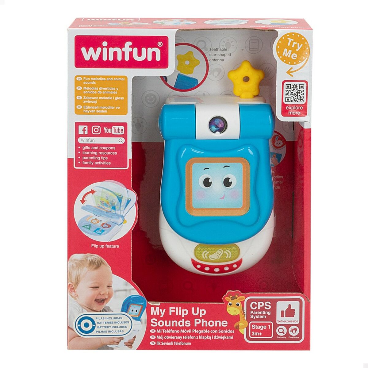 Telefon jucărie Winfun 7 x 13,5 x 4,1 cm (6 Unități) - Bebelus, Jucăriile copilăriei timpurii