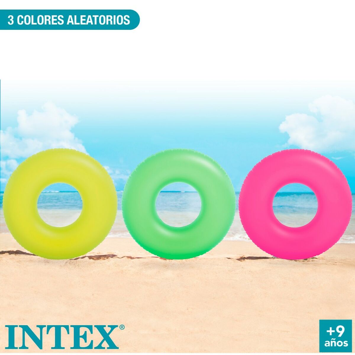 Colac Gonflabil Gogoașă Intex Neon 91 x 91 cm (24 Unități) - Jucarii si jocuri, În aer liber și sport