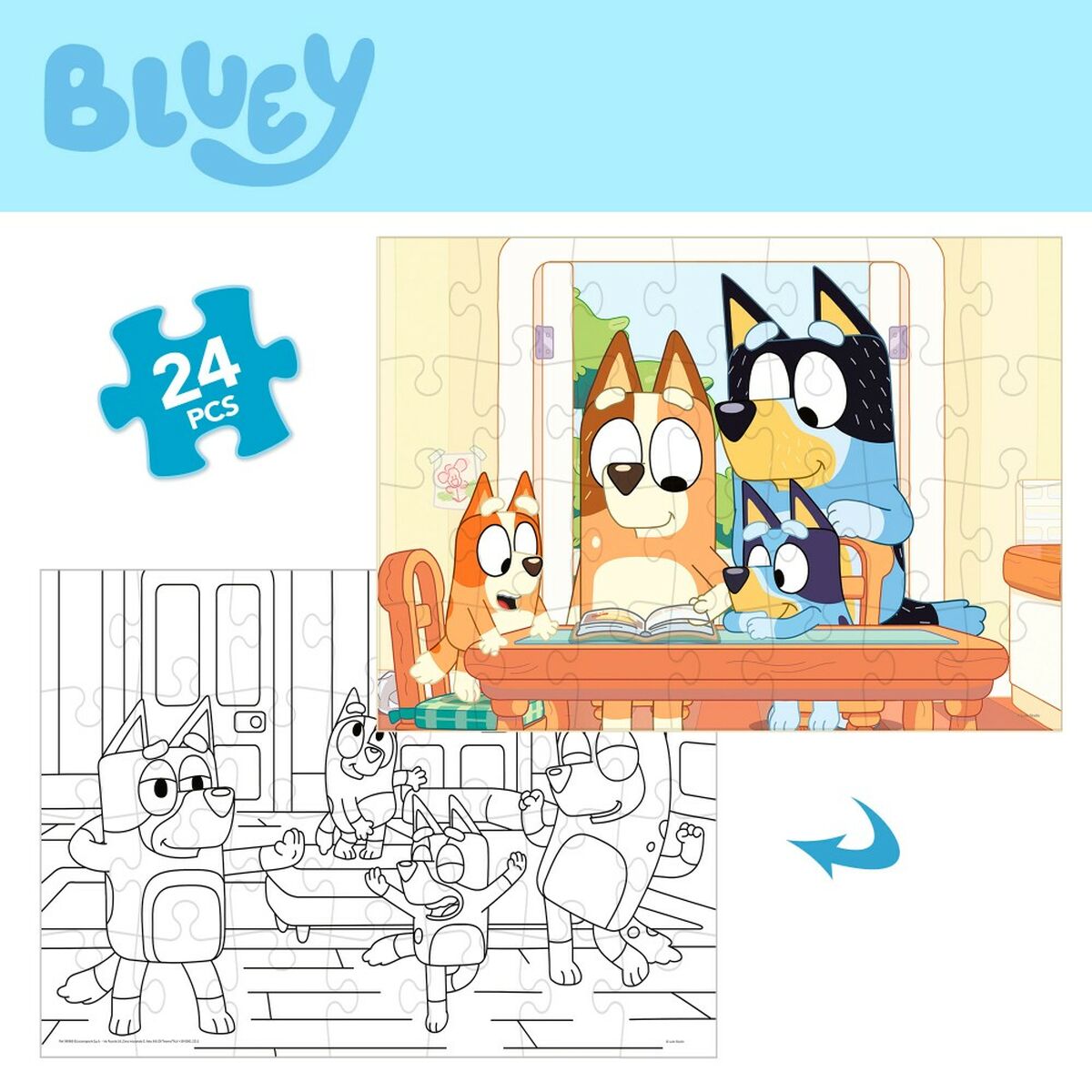 Puzzle pentru Copii Bluey Cu două fețe 24 Piese 50 x 35 cm (12 Unități) - Jucarii si jocuri, Puzzle-uri și puzzle-uri
