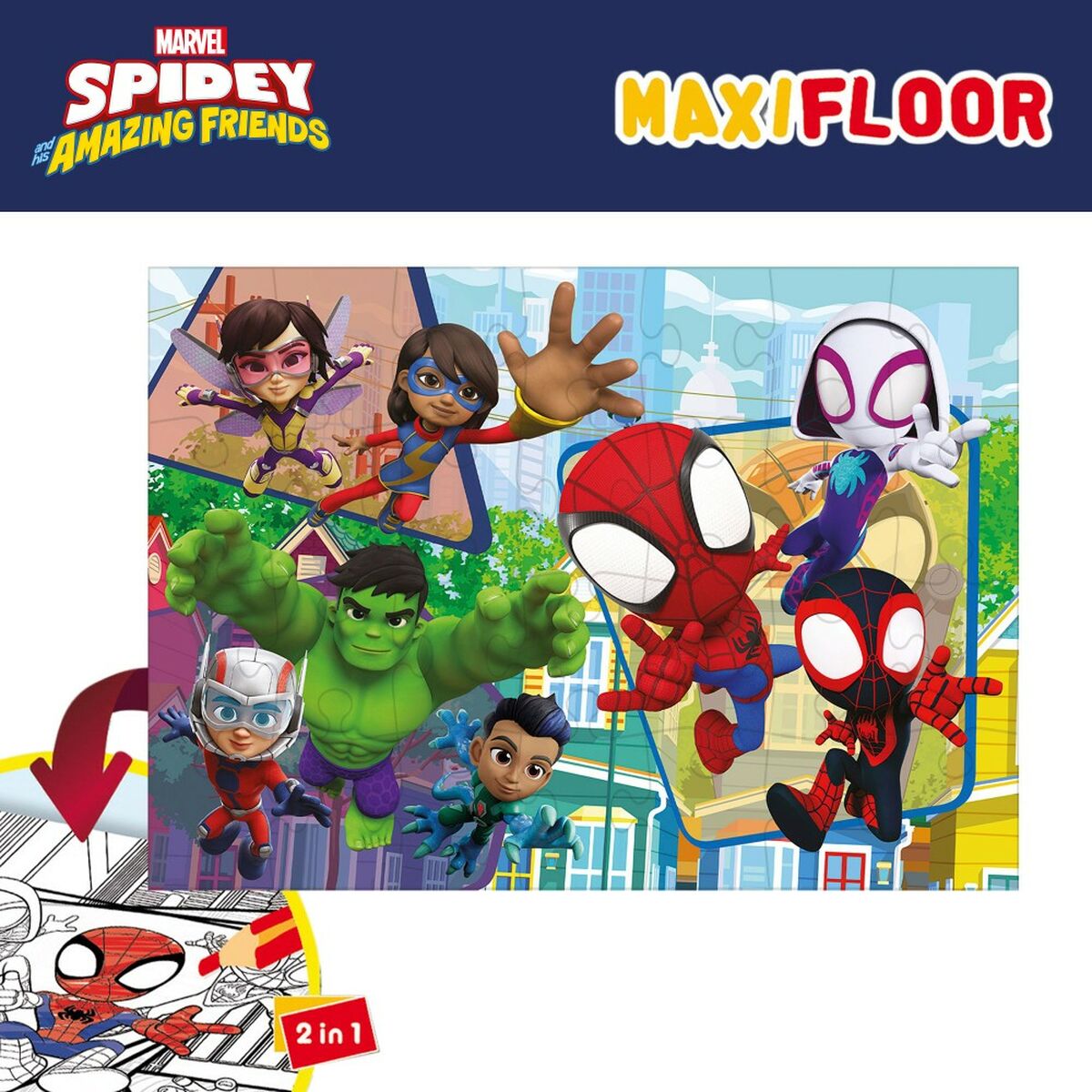Puzzle pentru Copii Spidey Cu două fețe 24 Piese 70 x 1,5 x 50 cm (6 Unități) - Jucarii si jocuri, Puzzle-uri și puzzle-uri