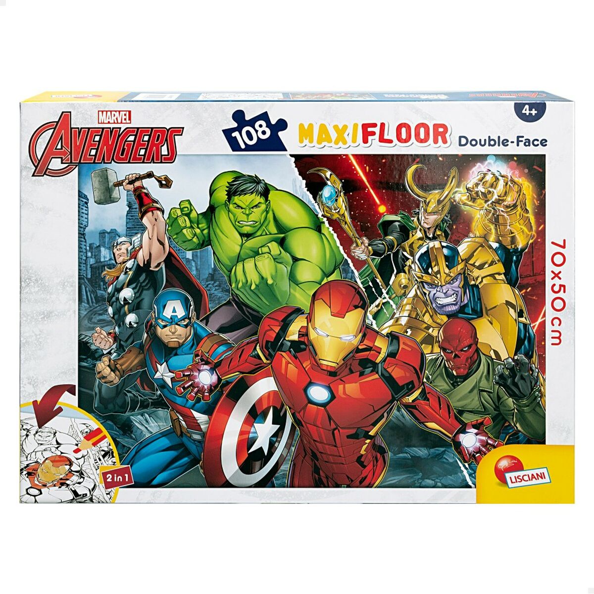 Puzzle pentru Copii The Avengers Cu două fețe 108 Piese 70 x 1,5 x 50 cm (6 Unități) - Jucarii si jocuri, Puzzle-uri și puzzle-uri