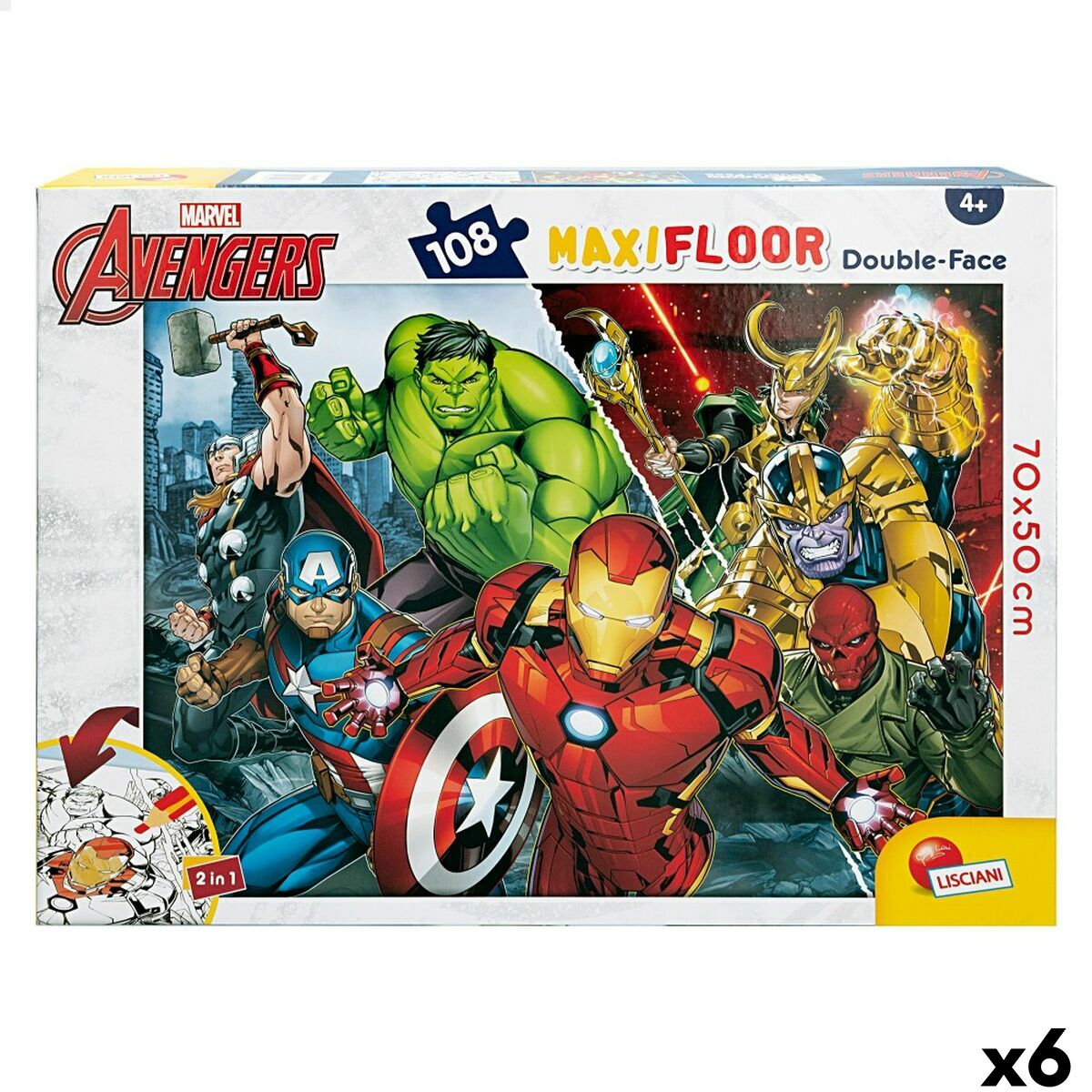 Puzzle pentru Copii The Avengers Cu două fețe 108 Piese 70 x 1,5 x 50 cm (6 Unități) - Jucarii si jocuri, Puzzle-uri și puzzle-uri