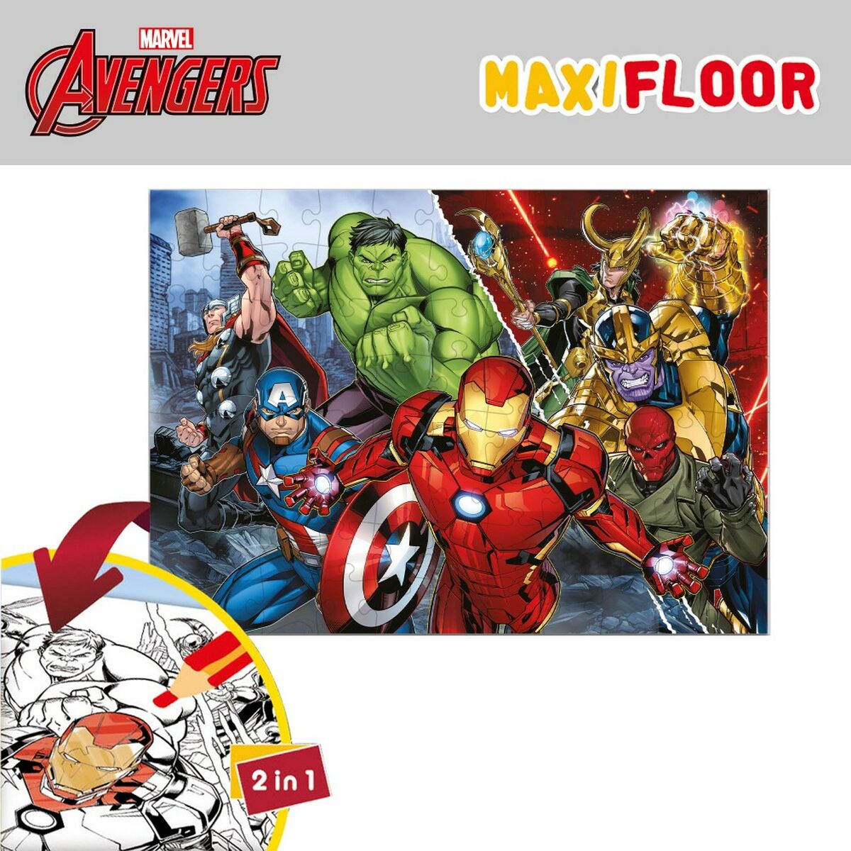 Puzzle pentru Copii The Avengers Cu două fețe 108 Piese 70 x 1,5 x 50 cm (6 Unități) - Jucarii si jocuri, Puzzle-uri și puzzle-uri
