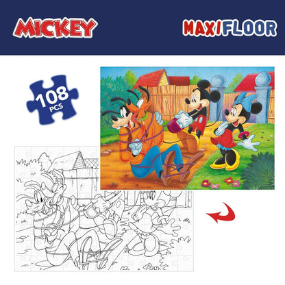 Puzzle pentru Copii Mickey Mouse Cu două fețe 108 Piese 70 x 1,5 x 50 cm (6 Unități) - Jucarii si jocuri, Puzzle-uri și puzzle-uri