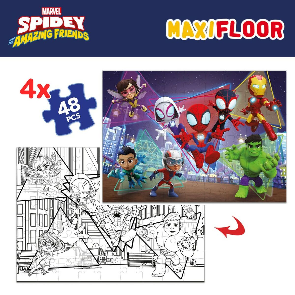 Set de 4 Puzzle-uri Spidey 35 x 1,5 x 25 cm 48 Piese (6 Unități) - Jucarii si jocuri, Puzzle-uri și puzzle-uri