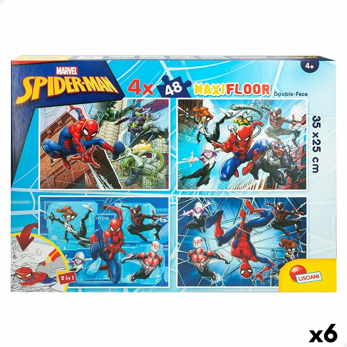 Puzzle pentru Copii Spider-Man Cu două fețe 4-ia-1 48 Piese 35 x 1,5 x 25 cm (6 Unități) - Jucarii si jocuri, Puzzle-uri și puzzle-uri
