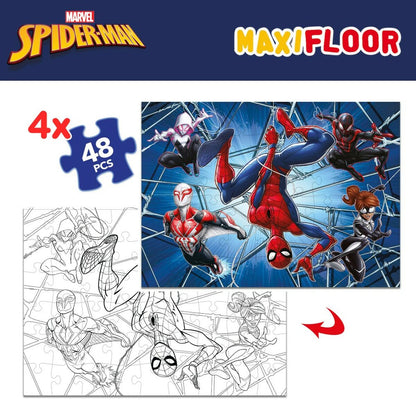Puzzle pentru Copii Spider-Man Cu două fețe 4-ia-1 48 Piese 35 x 1,5 x 25 cm (6 Unități) - Jucarii si jocuri, Puzzle-uri și puzzle-uri