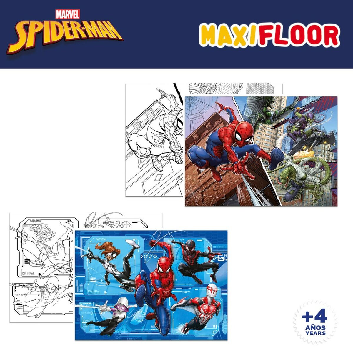 Puzzle pentru Copii Spider-Man Cu două fețe 4-ia-1 48 Piese 35 x 1,5 x 25 cm (6 Unități) - Jucarii si jocuri, Puzzle-uri și puzzle-uri