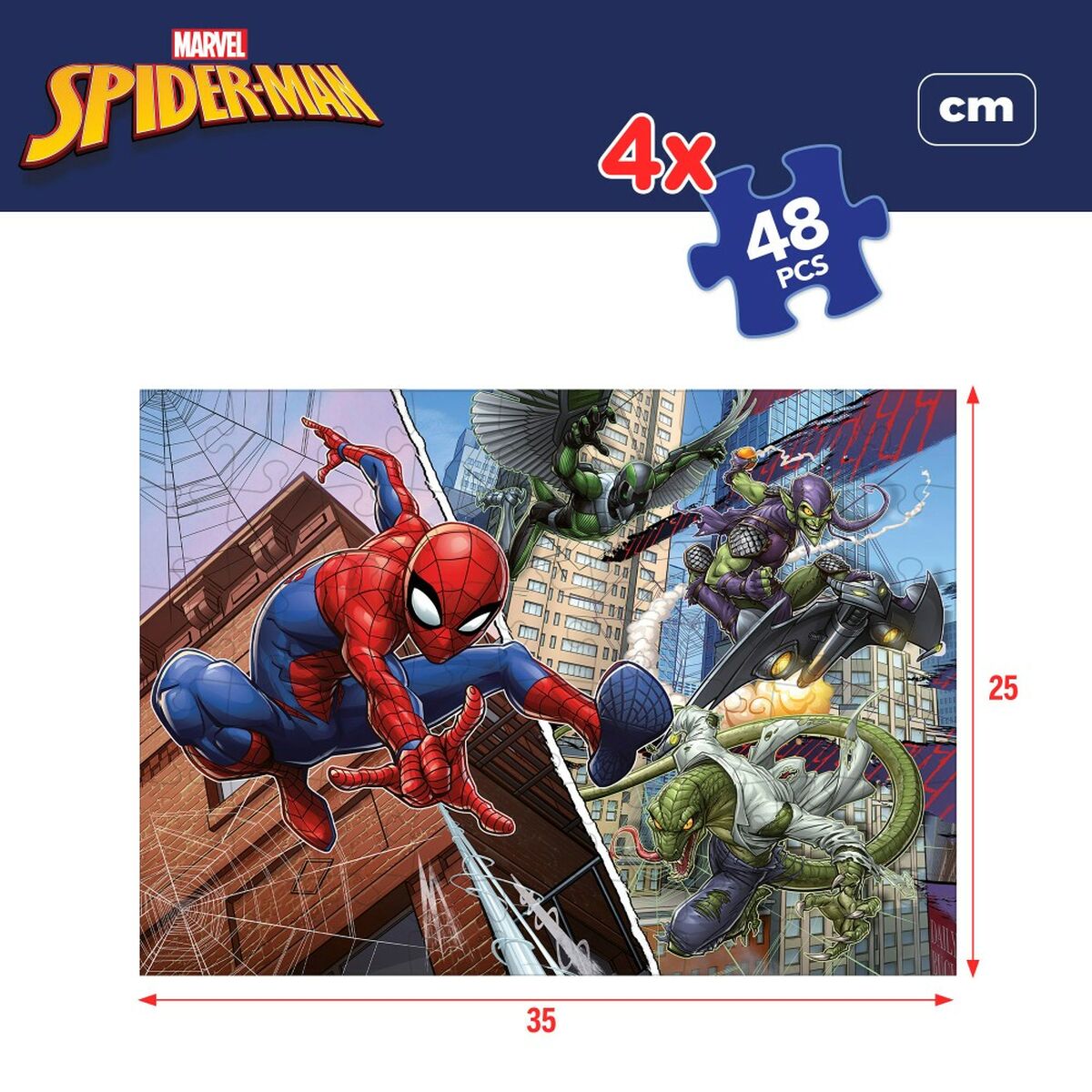 Puzzle pentru Copii Spider-Man Cu două fețe 4-ia-1 48 Piese 35 x 1,5 x 25 cm (6 Unități) - Jucarii si jocuri, Puzzle-uri și puzzle-uri