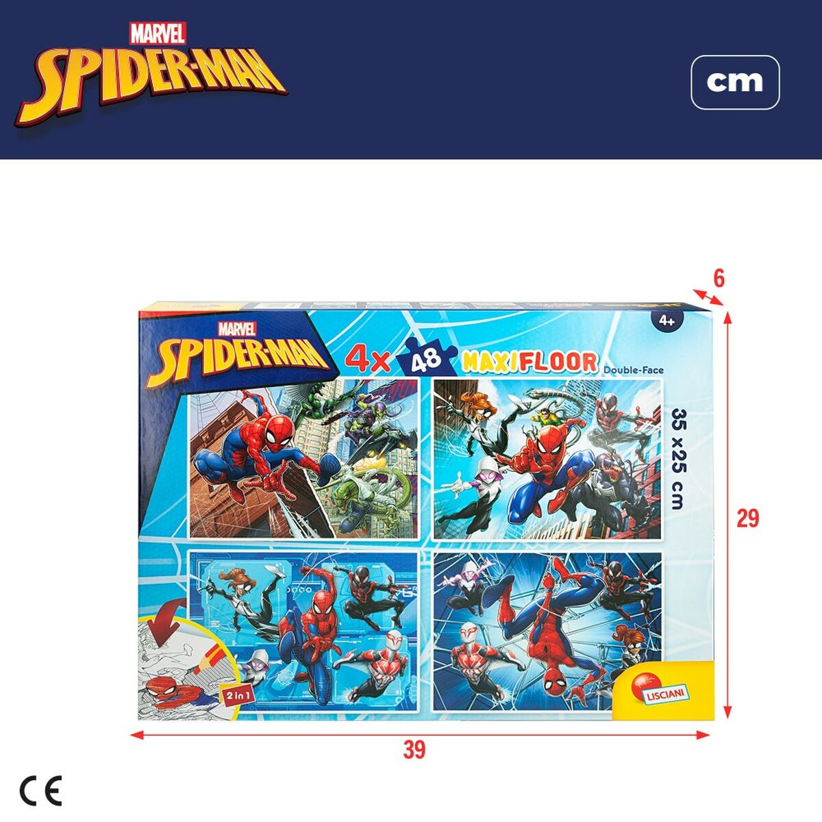 Puzzle pentru Copii Spider-Man Cu două fețe 4-ia-1 48 Piese 35 x 1,5 x 25 cm (6 Unități) - Jucarii si jocuri, Puzzle-uri și puzzle-uri