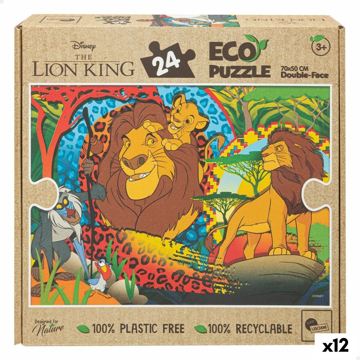 Puzzle pentru Copii The Lion King Cu două fețe 24 Piese 70 x 1,5 x 50 cm (12 Unități) - Jucarii si jocuri, Puzzle-uri și puzzle-uri