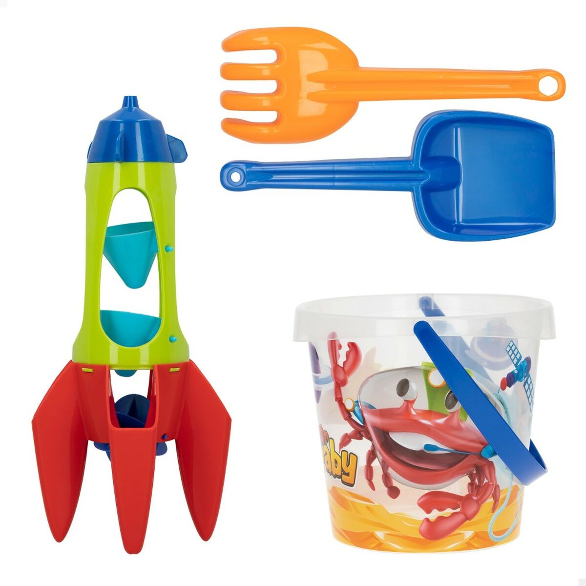 Set de jucării de plajă Colorbaby Mr Craby Ø 18 cm polipropilenă (16 Unități) - Jucarii si jocuri, În aer liber și sport