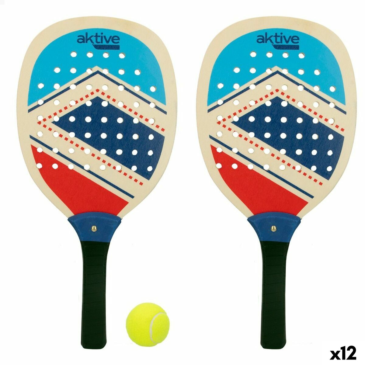 Palete de Plajă cu Minge Aktive Albastru Roșu (12 Unități) - Jucarii si jocuri, În aer liber și sport