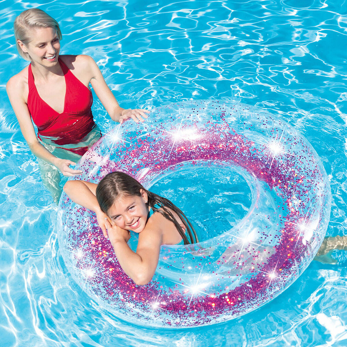 Colac Gonflabil Gogoașă Intex Transparent Purpurină Ø 119 cm (6 Unități) - Jucarii si jocuri, În aer liber și sport