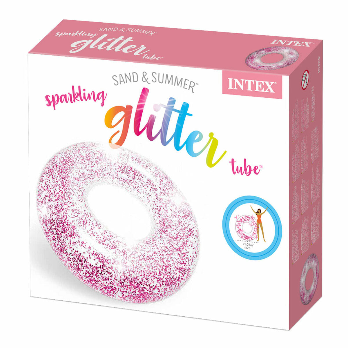 Colac Gonflabil Gogoașă Intex Transparent Purpurină Ø 119 cm (6 Unități) - Jucarii si jocuri, În aer liber și sport