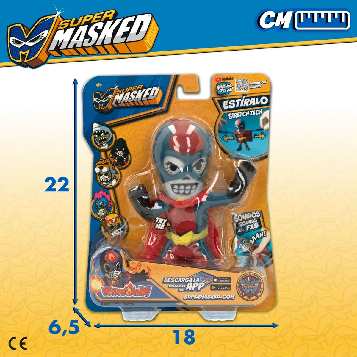 Figurine de Acțiune Eolo Super Masked Pepper Man 14 x 15,5 x 5,5 cm Elastic (12 Unități) - Jucarii si jocuri, Păpuși și figurine
