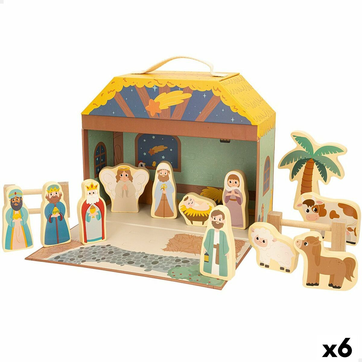Scena Nașterii de Crăciun Woomax Lemn Plastic 25 x 20 x 24,5 cm 15 Piese - Acasă și bucătărie, Decorațiune interioară