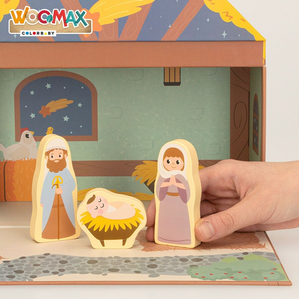 Scena Nașterii de Crăciun Woomax Lemn Plastic 25 x 20 x 24,5 cm 15 Piese - Acasă și bucătărie, Decorațiune interioară