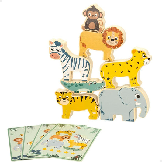 Joc de Construcție + Figurine Woomax animale 16 Piese 7 x 7 x 1,5 cm (6 Unități) - Bebelus, Jucăriile copilăriei timpurii