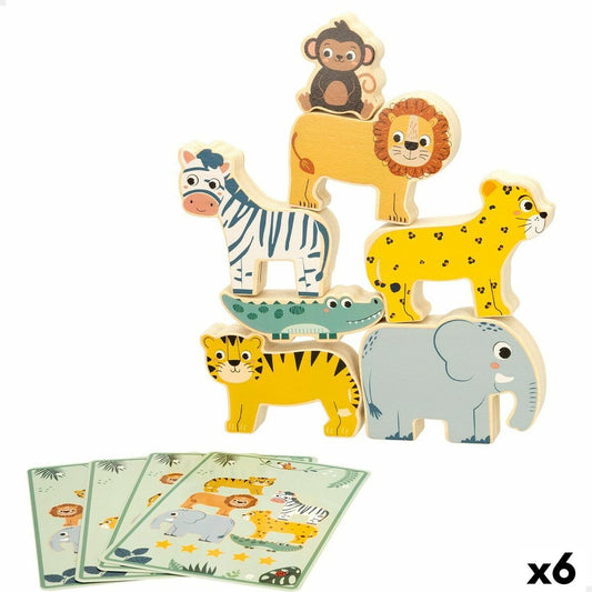 Joc de Construcție + Figurine Woomax animale 16 Piese 7 x 7 x 1,5 cm (6 Unități) - Bebelus, Jucăriile copilăriei timpurii