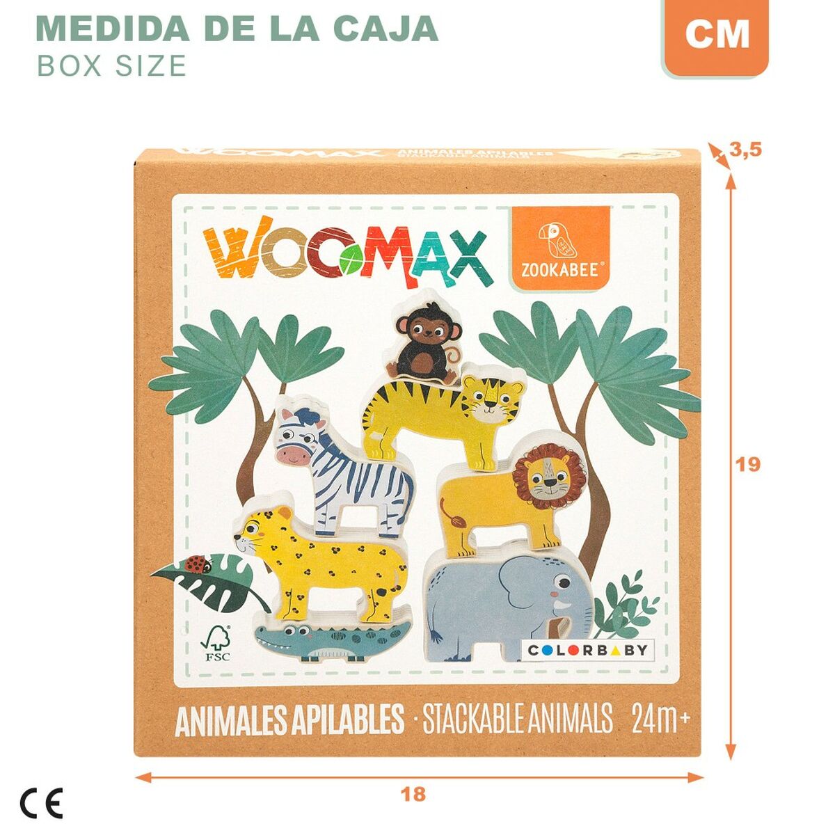 Joc de Construcție + Figurine Woomax animale 16 Piese 7 x 7 x 1,5 cm (6 Unități) - Bebelus, Jucăriile copilăriei timpurii