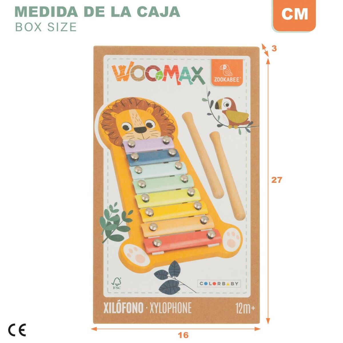 Xilofon Woomax Leu Lemn 16 x 2,5 x 26 cm (6 Unități) - Jucarii si jocuri, Instrumente muzicale pentru copii