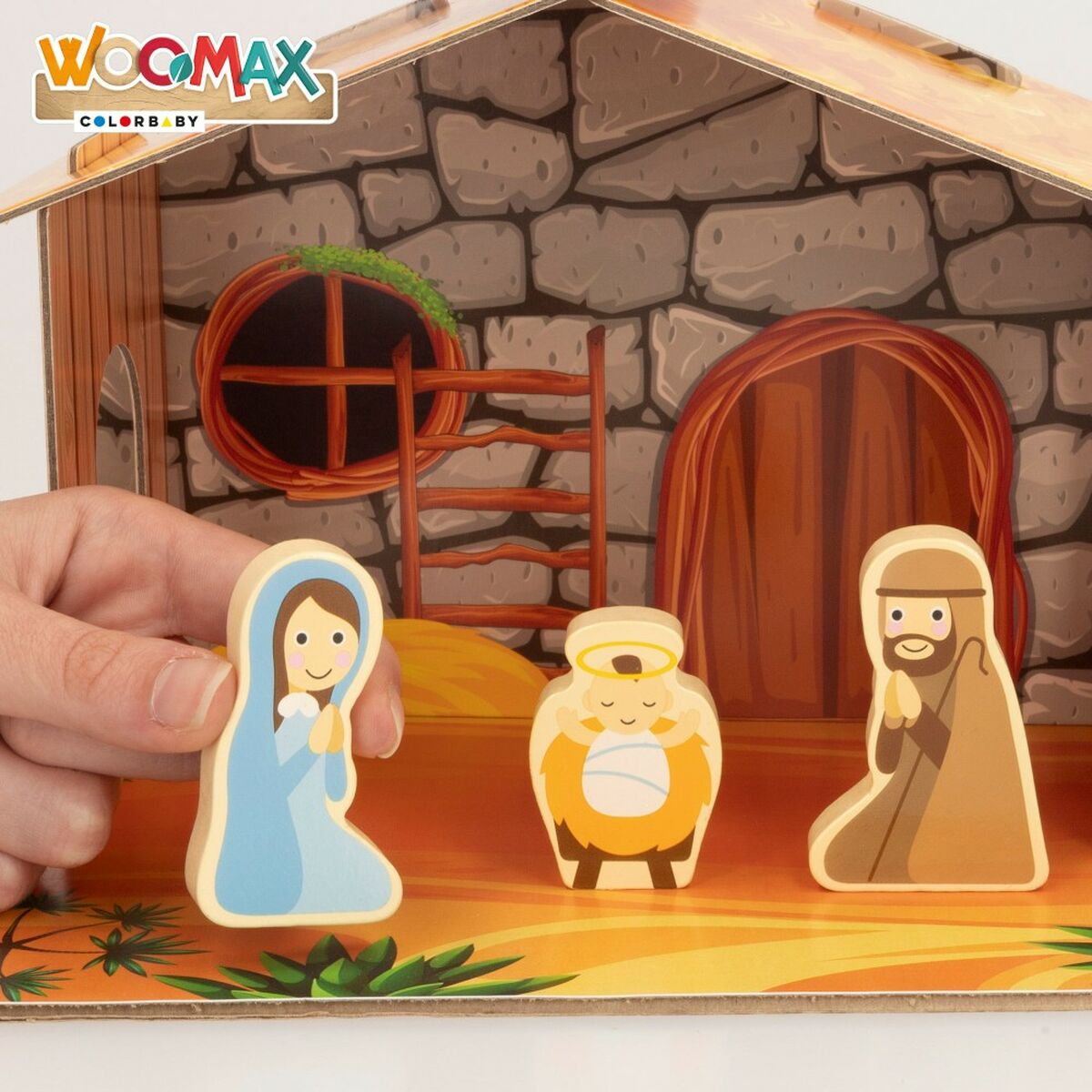 Scena Nașterii de Crăciun Woomax Lemn Carton 22 x 16 x 12 cm 11 Piese - Acasă și bucătărie, Decorațiune interioară