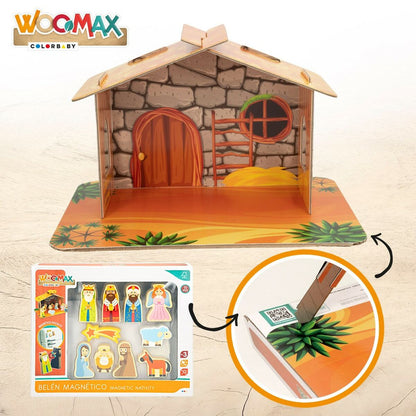 Scena Nașterii de Crăciun Woomax Lemn Carton 22 x 16 x 12 cm 11 Piese - Acasă și bucătărie, Decorațiune interioară