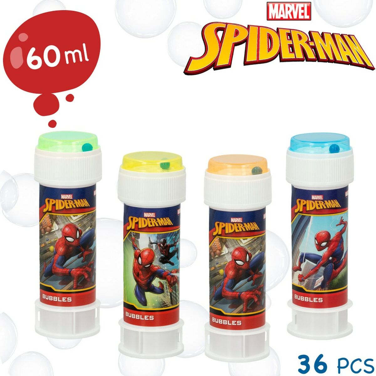 Aparat baloane săpun Spider-Man 60 ml 3,8 x 11,5 x 3,8 cm (216 Unități) - Jucarii si jocuri, În aer liber și sport