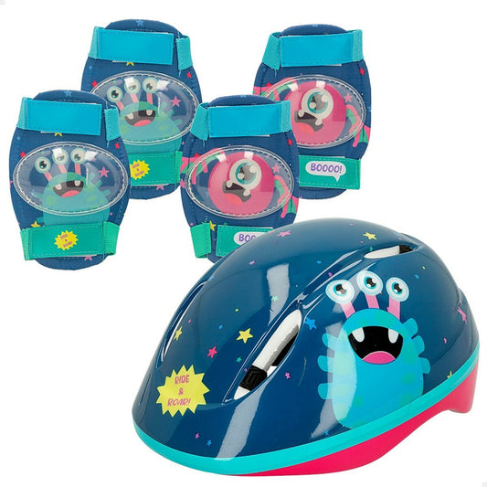 Kit Cască și Genunchiere Colorbaby Monstru (4 Unități) - Sport și în aer liber, Ciclism