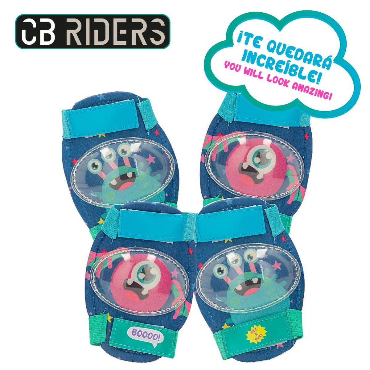 Kit Cască și Genunchiere Colorbaby Monstru (4 Unități) - Sport și în aer liber, Ciclism