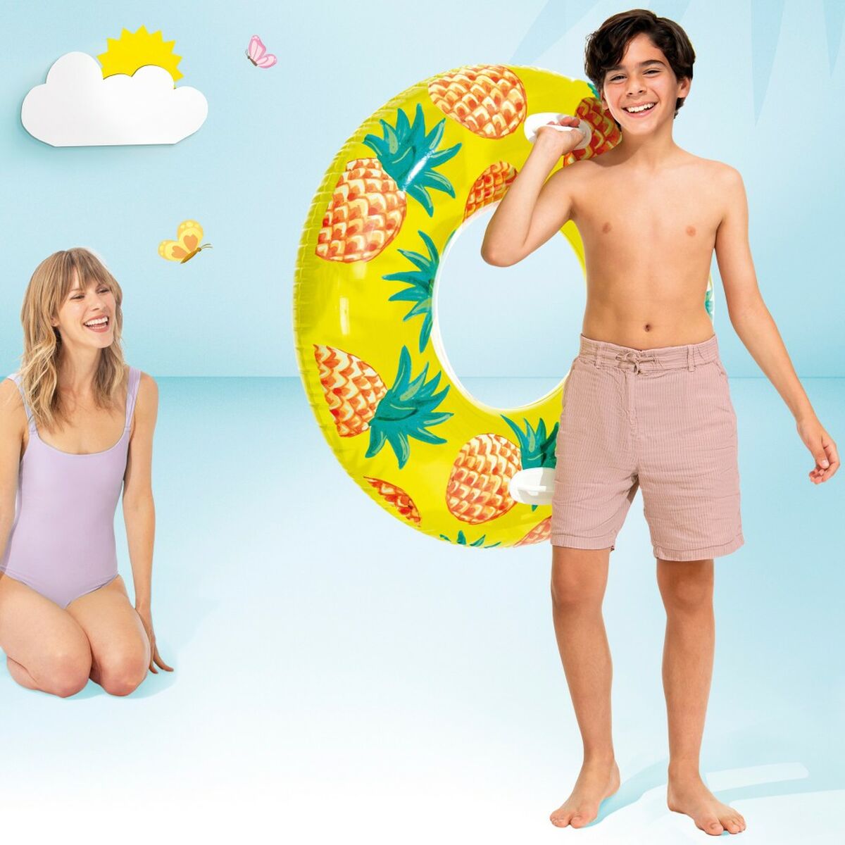Colac Gonflabil Gogoașă Intex Tropical Fruits Ø 107 cm (12 Unități) - Jucarii si jocuri, În aer liber și sport