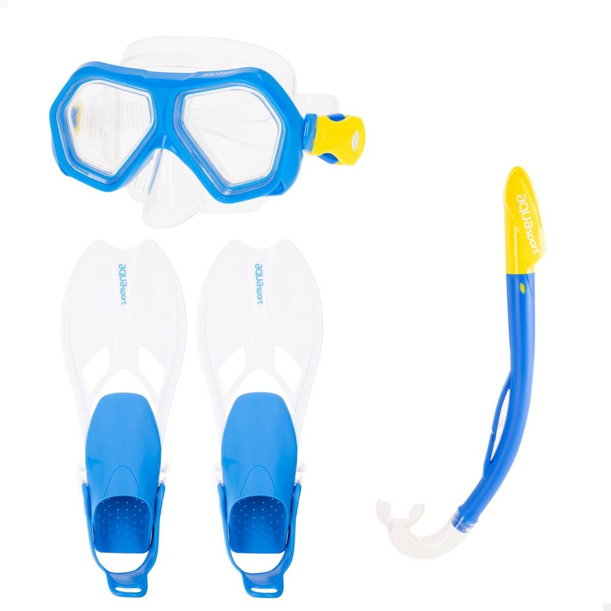 Ochelari de Scufundare cu Tub și Labe de Înot AquaSport Albastru Junior (2 Unități) - Sport și în aer liber, Sporturi acvatice