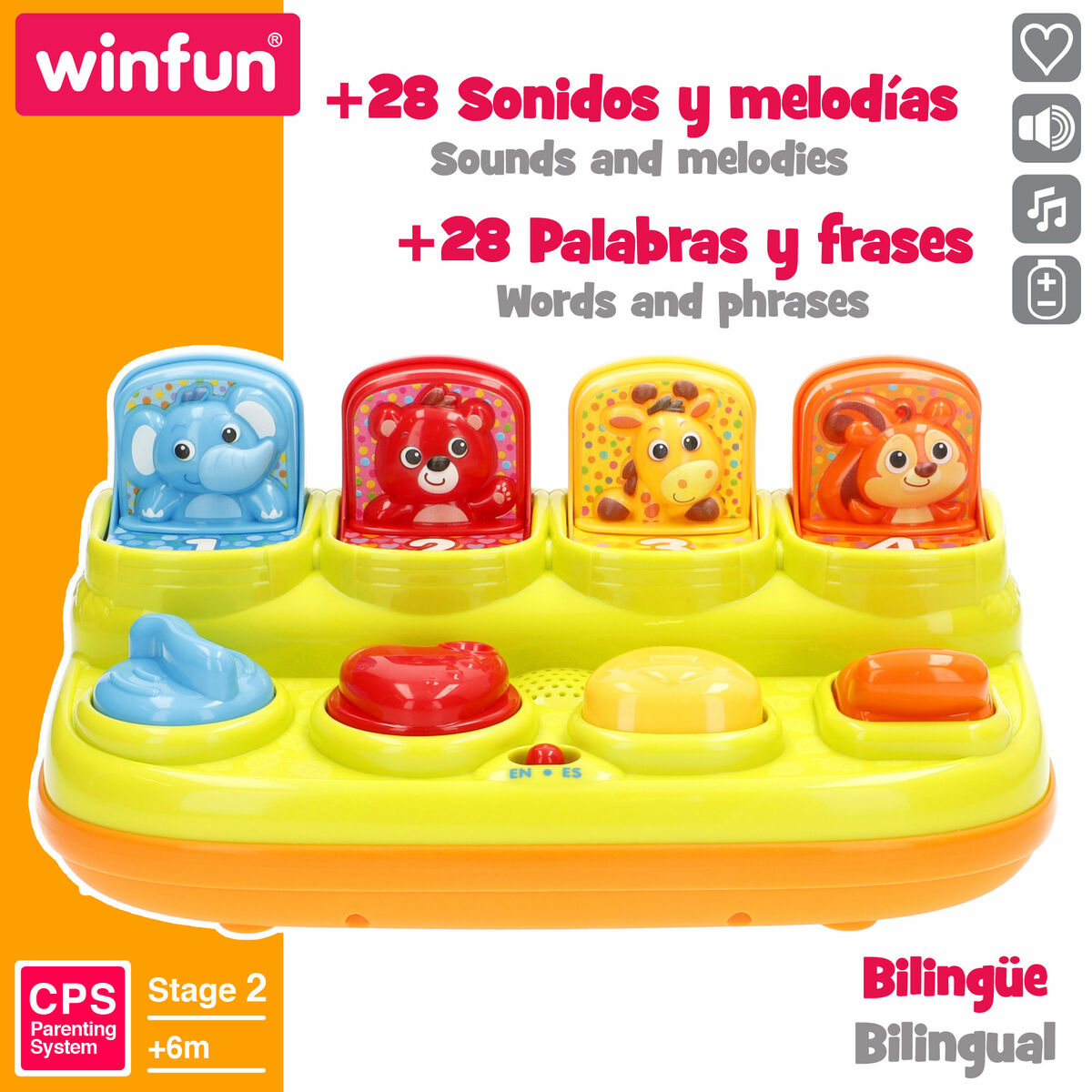 Jucărie muzicală Winfun 25 x 12 x 14 cm (4 Unități) - Bebelus, Jucăriile copilăriei timpurii