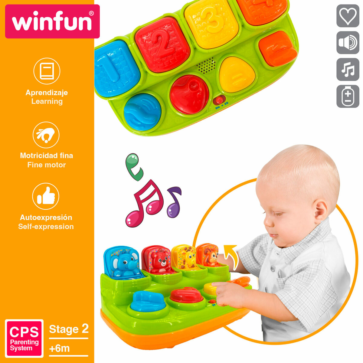 Jucărie muzicală Winfun 25 x 12 x 14 cm (4 Unități) - Bebelus, Jucăriile copilăriei timpurii