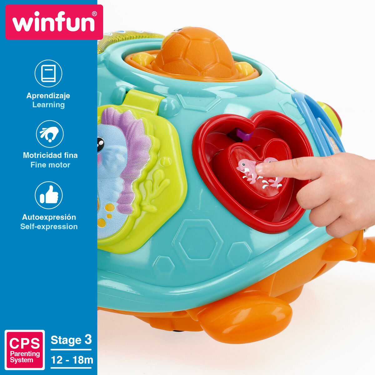 Jucărie de tras și împins Winfun 23 x 12 x 23 cm Broască țestoasă Multicolor (2 Unități) - Bebelus, Jucăriile copilăriei timpurii