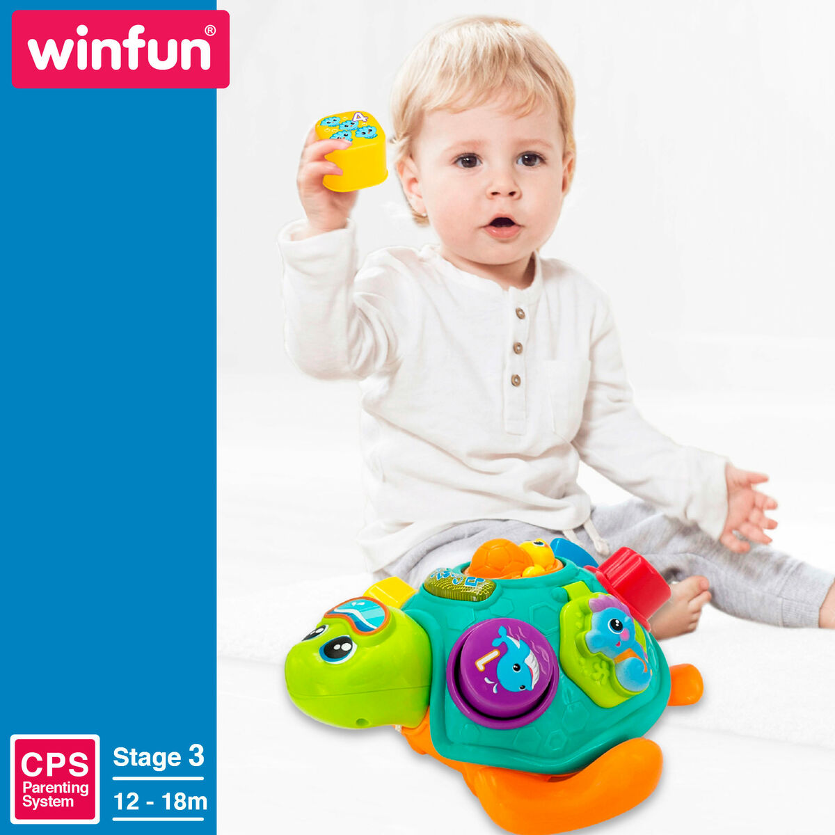 Jucărie de tras și împins Winfun 23 x 12 x 23 cm Broască țestoasă Multicolor (2 Unități) - Bebelus, Jucăriile copilăriei timpurii