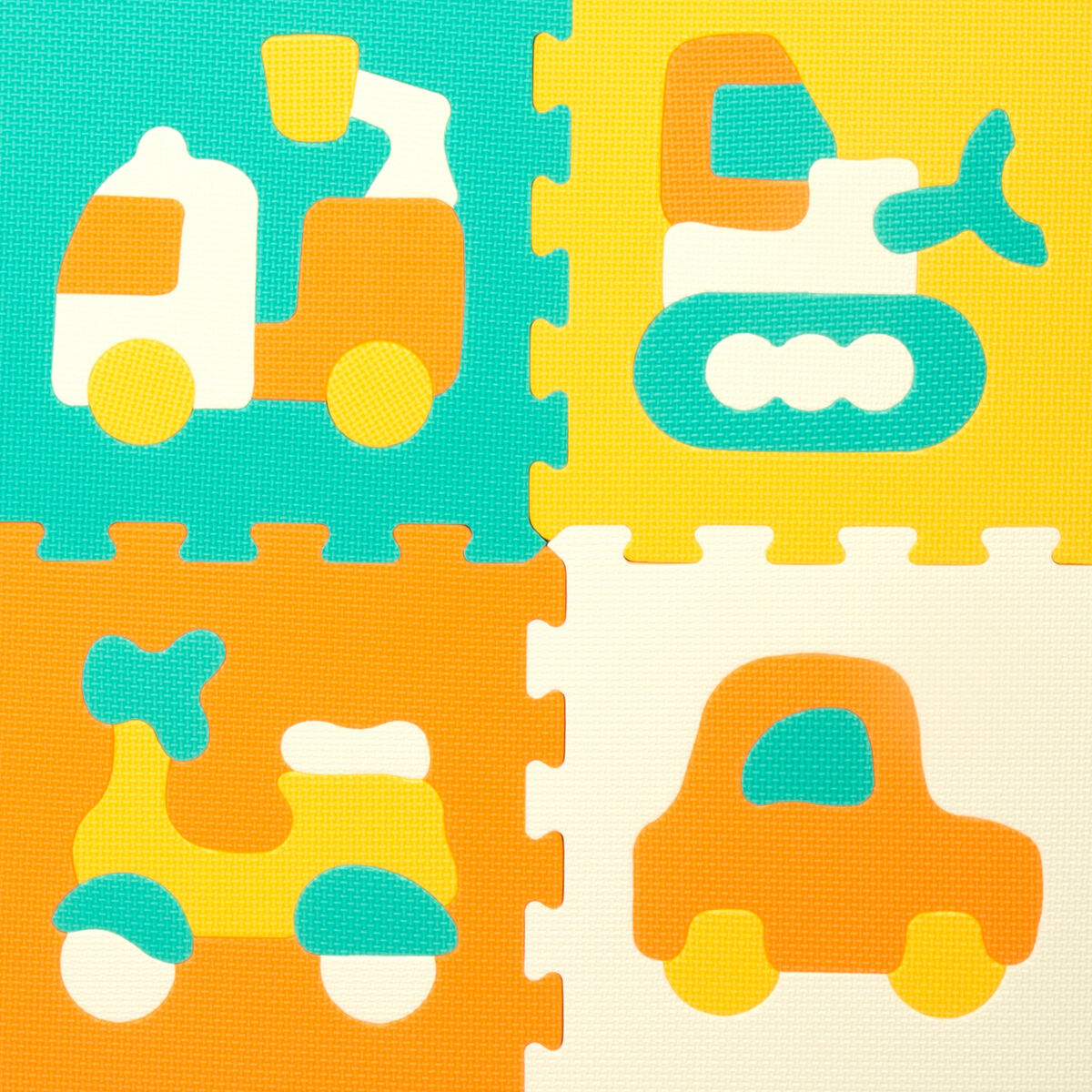 Covor Puzzle Colorbaby Multicolor Plastic EVA 90 x 90 cm Vehicule 9 Piese (4 Unități) - Jucarii si jocuri, Puzzle-uri și puzzle-uri