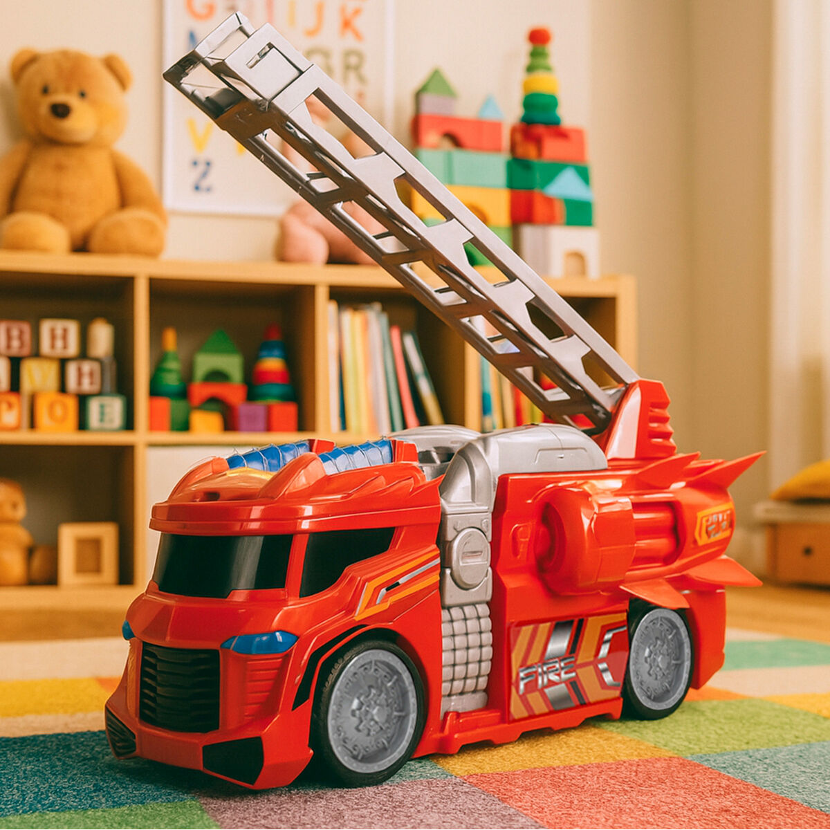 Camion de Pompieri Teamsterz Roșu Gri 30 x 16 x 13 cm (4 Unități) - Jucarii si jocuri, Vehicule