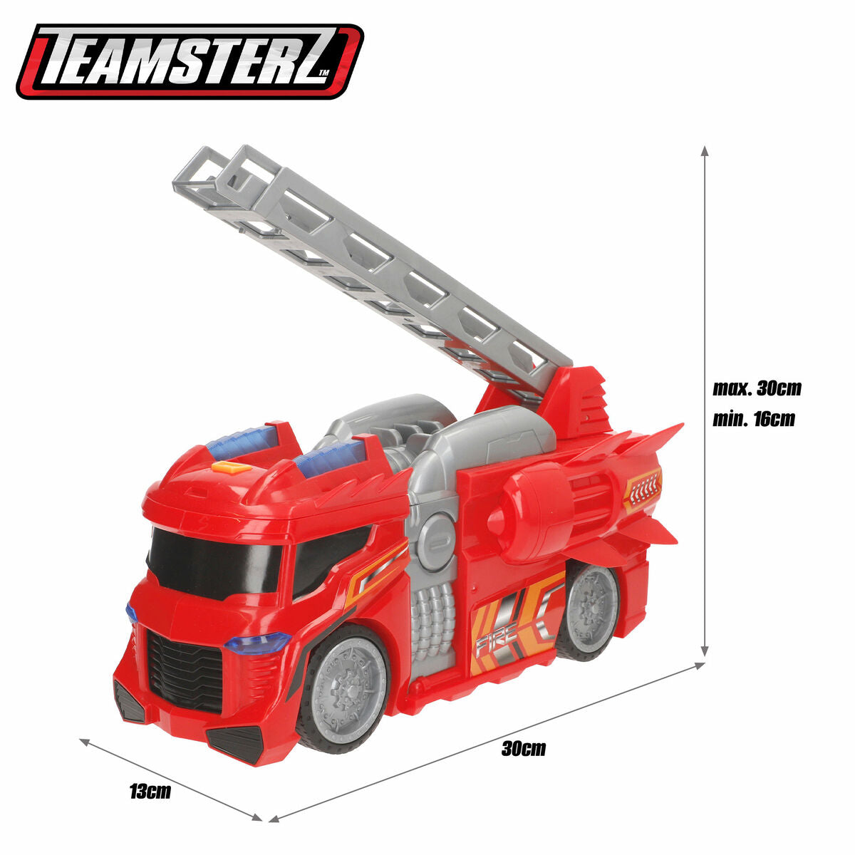 Camion de Pompieri Teamsterz Roșu Gri 30 x 16 x 13 cm (4 Unități) - Jucarii si jocuri, Vehicule