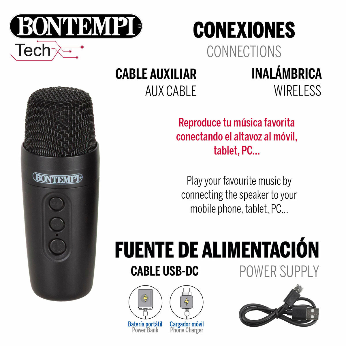 Difuzor cu Microfon Karaoke Bontempi - Jucarii si jocuri, Instrumente muzicale pentru copii