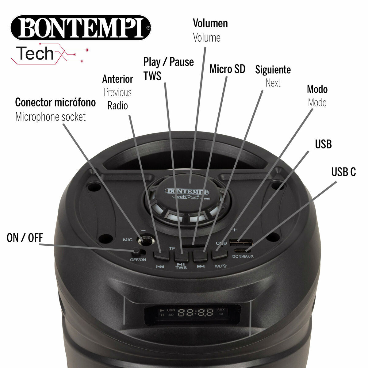 Difuzor cu Microfon Karaoke Bontempi Plastic 16 x 38 x 16 cm (2 Unități) - Jucarii si jocuri, Instrumente muzicale pentru copii