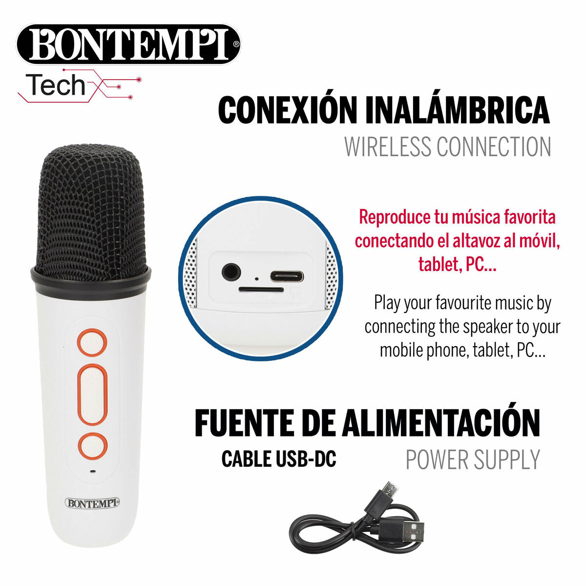 Difuzor cu Microfon Karaoke Bontempi - Jucarii si jocuri, Instrumente muzicale pentru copii