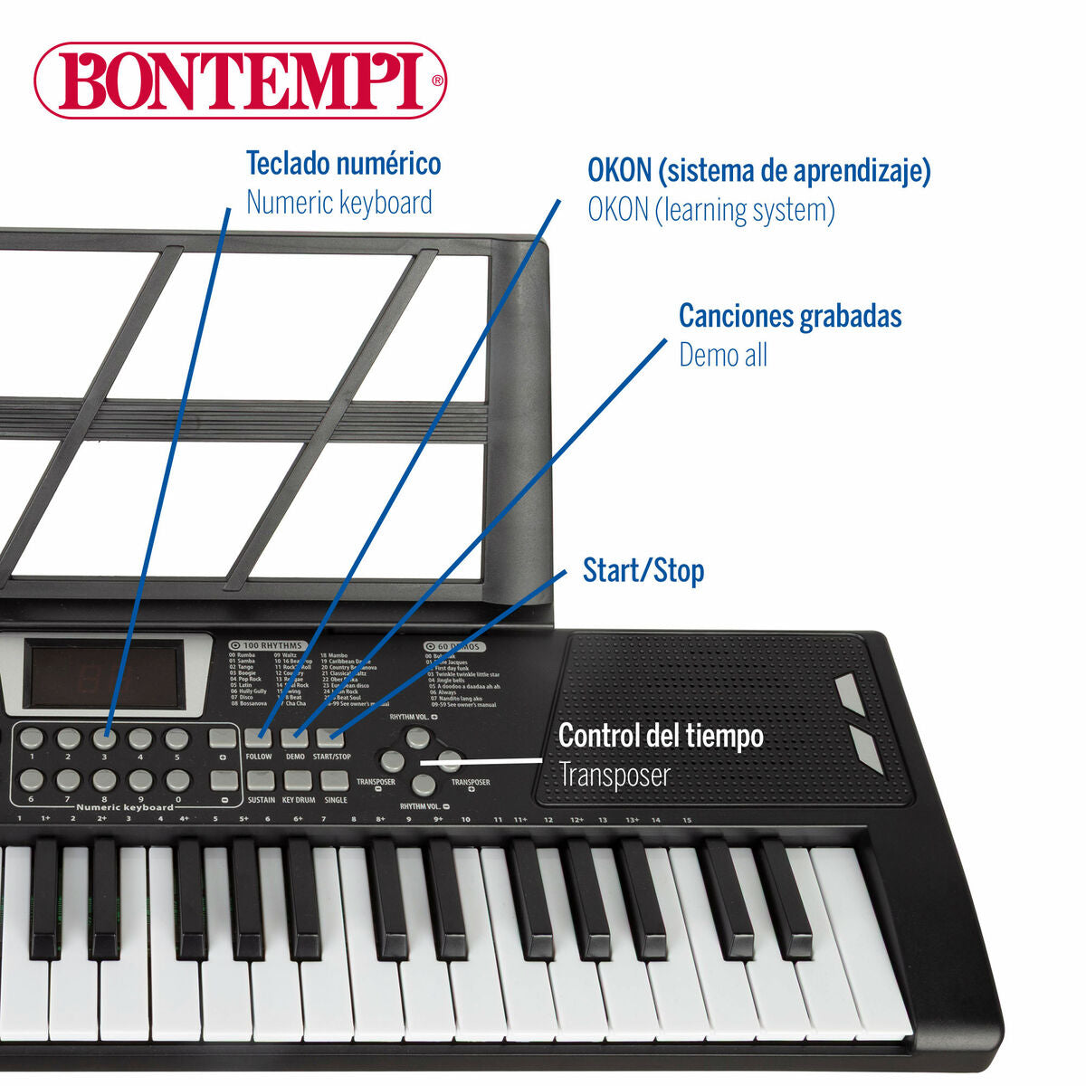 Pian Electronic Bontempi 68 x 88 x 38 cm (2 Unități) - Jucarii si jocuri, Instrumente muzicale pentru copii