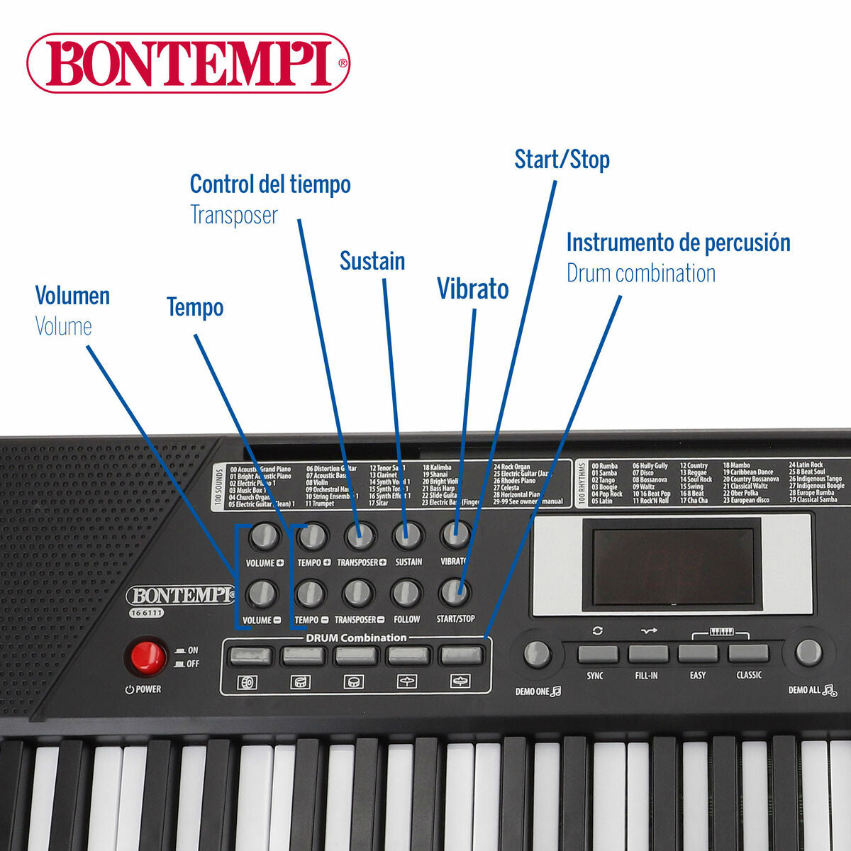 Pian Electronic Bontempi 75 x 20 x 22 cm (2 Unități) - Jucarii si jocuri, Instrumente muzicale pentru copii